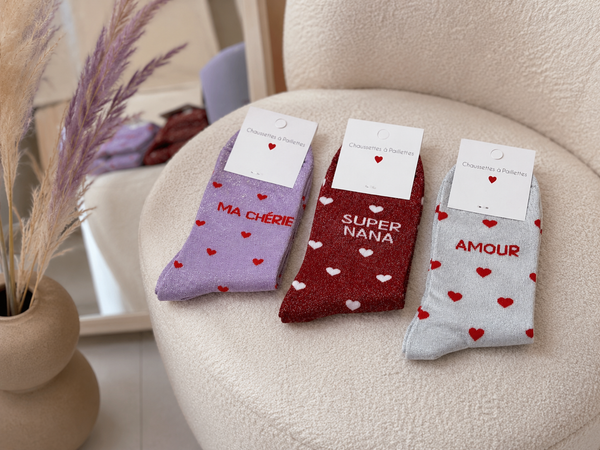CHAUSSETTES A PAILLETTES "COEUR"