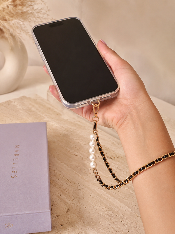 CORDON TELEPHONE OU BIJOU SAC "PERLE & CHAINE"